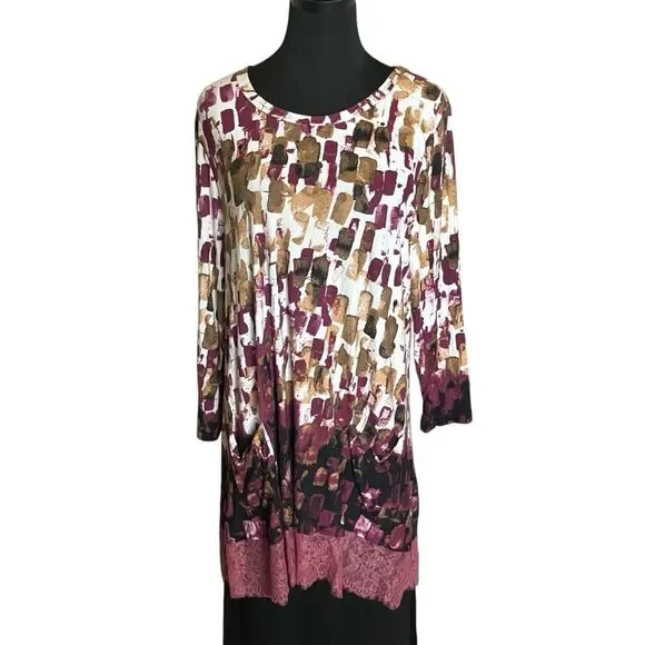 LOGO by Lori Goldstein Tunic with Pockets and Lace Trim Size XL - Picture 7 of 11